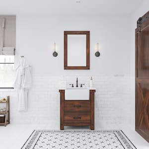 Paisley 31 in. W x 22 in. D Vanity in Rustic Sienna with Marble Vanity Top in White with White Basin and Mirror