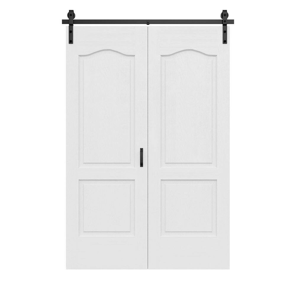 56 in. x 84 in. 2 Panel Bifold Closet Barn Door Save Space White Primed MDF Bi-fold Sliding Barn Door with Hardware Kit price history on PriceWatchPro