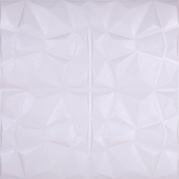Dundee Deco Falkirk Jura II 28 in. x 28 in. Peel and Stick Off White Diamond PE Foam Decorative Wall Paneling (5-Pack)