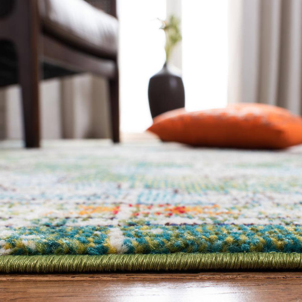 Madison Green and Turquoise Stain-Resistant Area Rug
