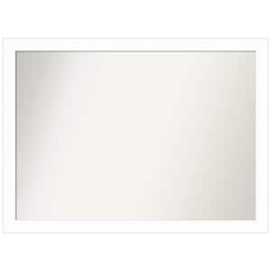 Basic White Narrow 41.5 in. x 30.5 in. Non-Beveled Casual Rectangle Wood Framed Wall Mirror in White