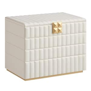 6.7 in. x 11 in. x 8 in. Cloud White 4-Tier Stackable Jewelry Box, PU Surface Jewelry Storage Organizer with Stitching