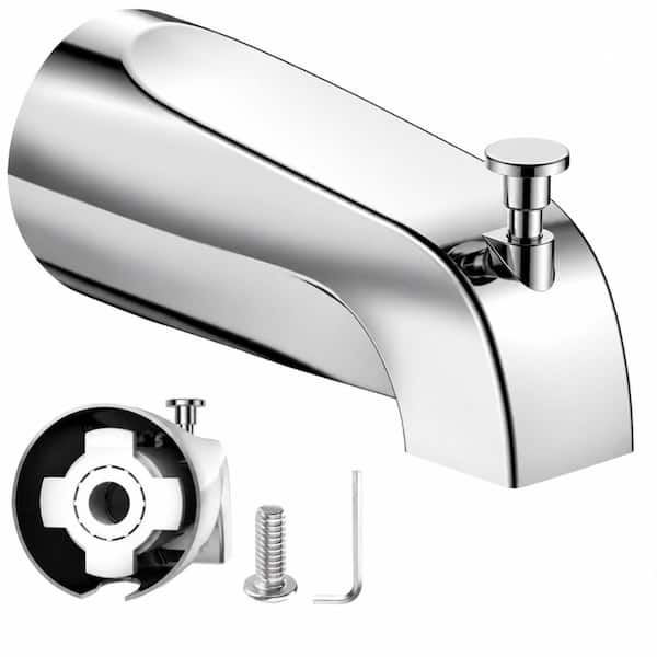 Chrome Metal Tub Spout with Lift Rod Diverter, Leak-Resistant Slip-Fit Replacement for 1/2 in. Copper Pipe