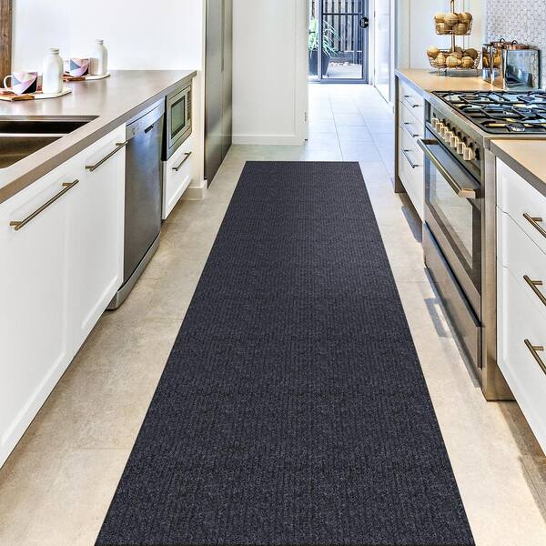 Indoor/Outdoor Double-Ribbed Carpet Runner with Skid-Resistant Rubber Backing - Bittersweet Brown - 3' x 10