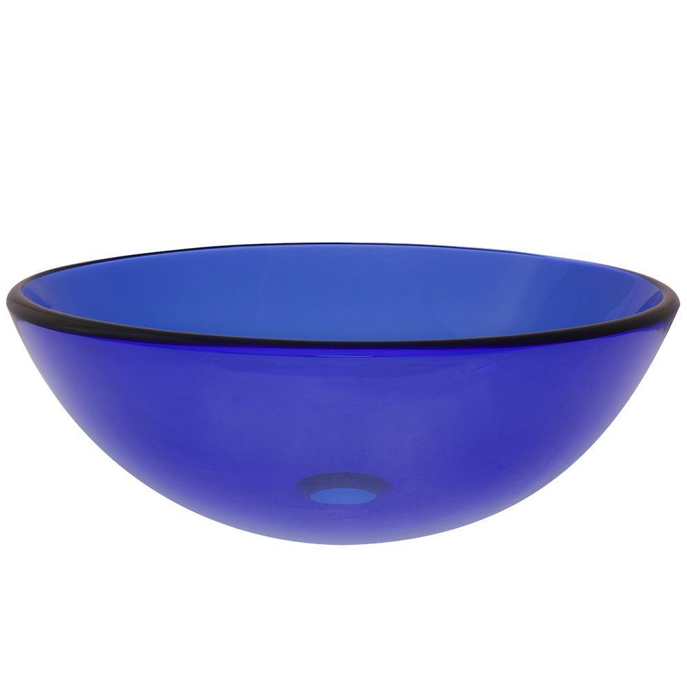 Novatto 16.5'' Blue Tempered Glass Circular Vessel Sink