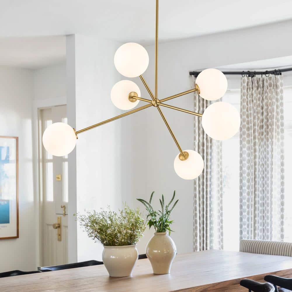 EDISLIVE Grace Modern 6-Light Brass Sputnik Chandelier with Frosted ...