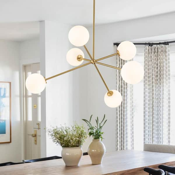 EDISLIVE Grace Modern 6 Light Brass Sputnik Chandelier With Frosted   Brass Edislive Chandeliers 81010000048928 64 600 