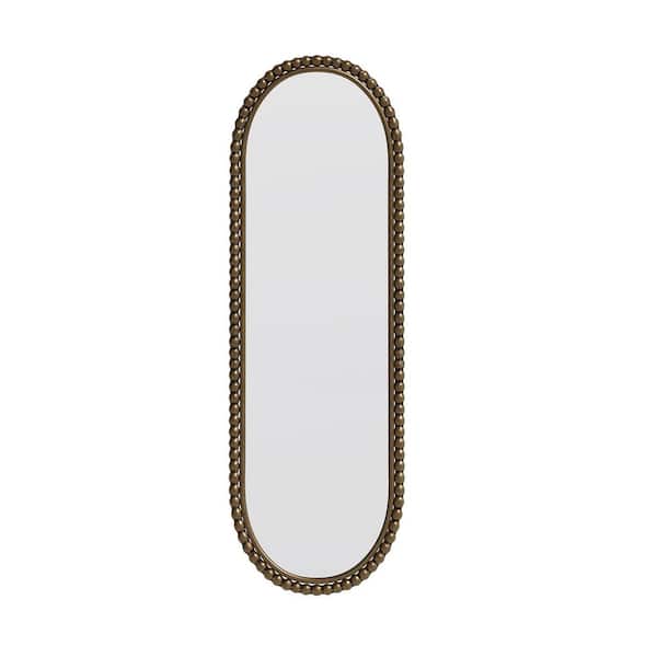 16 in. W x 48 in. H Oval Iron Framed Wall Bathroom Vanity Mirror in Gold