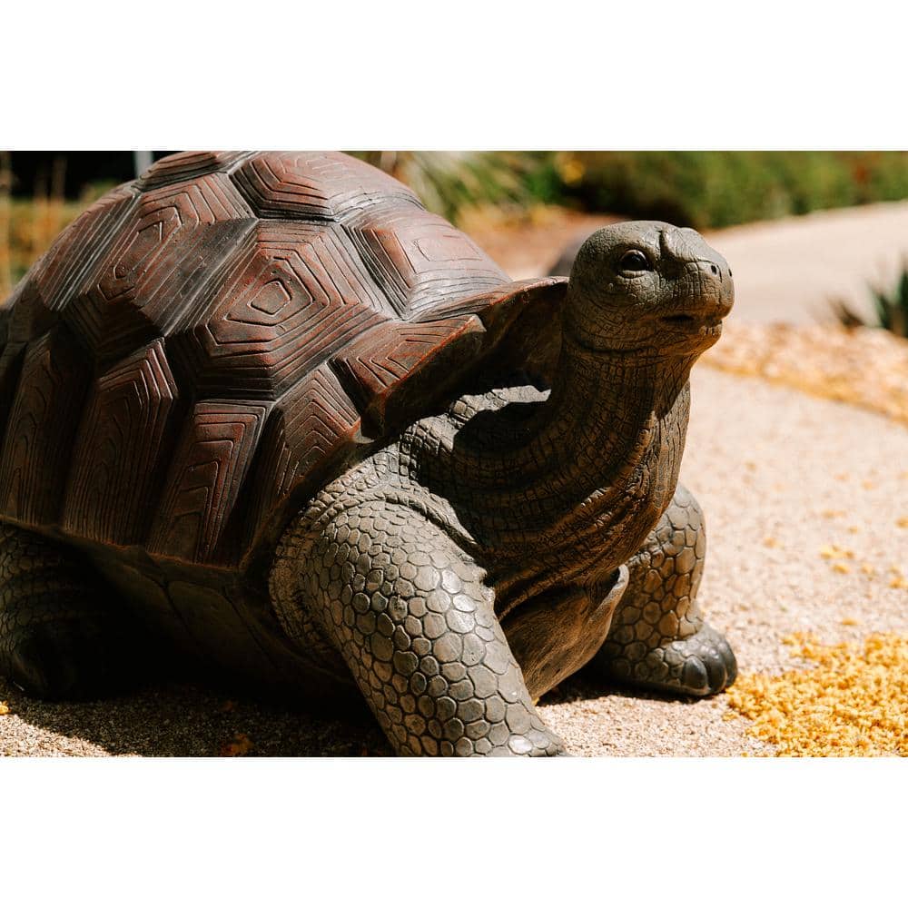 28" Brown and Black Concrete Tortoise Garden Statue