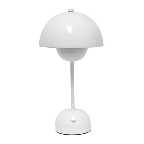 Simple Designs 11.8 in. Portable Mushroom Dimming LED Touch Stick Task and Reading Desk Lamp for Office, Living Room, Bedroom, White
