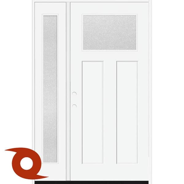 Steves & Sons Palisade 51 in. x 80 in. 1/4Top MicroGranite Impact Glass RHIS Unfinished Fiberglass Prehung Front Door w/12in.SL 4-9/16