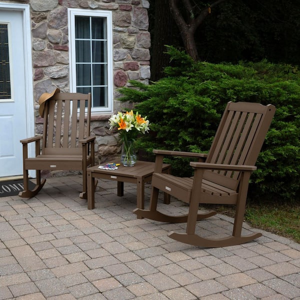 Highwood Lehigh Weathered Acorn 3-Piece Recycled Plastic Patio Conversation Set