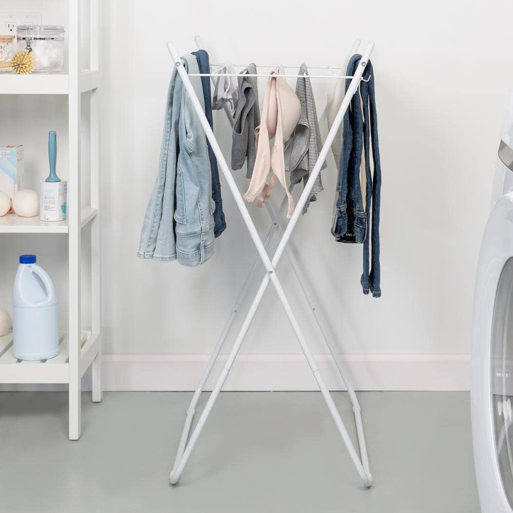 White Steel Collapsible Clothes Drying Rack