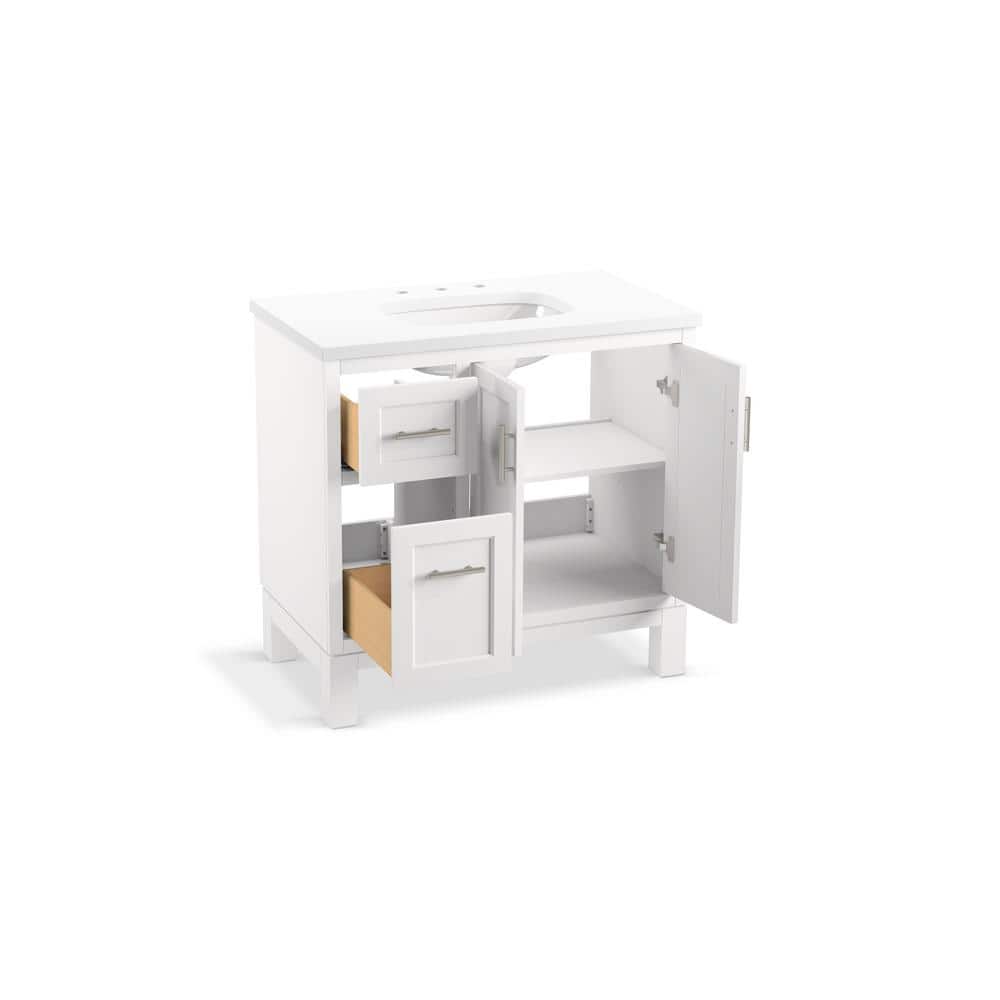 Quo 36" White Bathroom Vanity with Quartz Top