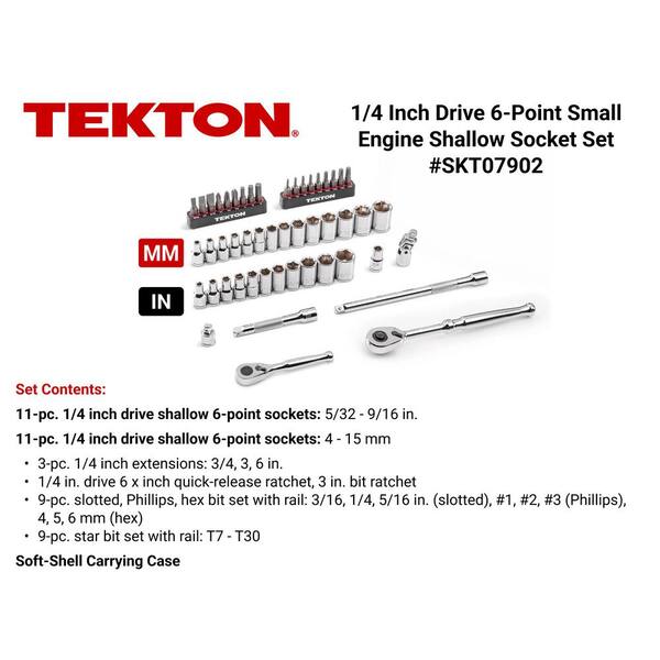 1/4 Inch Drive Small Engine Repair Kit with Quick-Release Ratchet and Case (50-Piece)