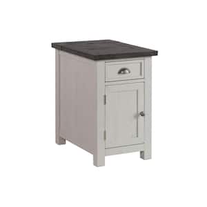 35 in. White and Gray Rectangle Wood End/Side Table with Wooden Frame