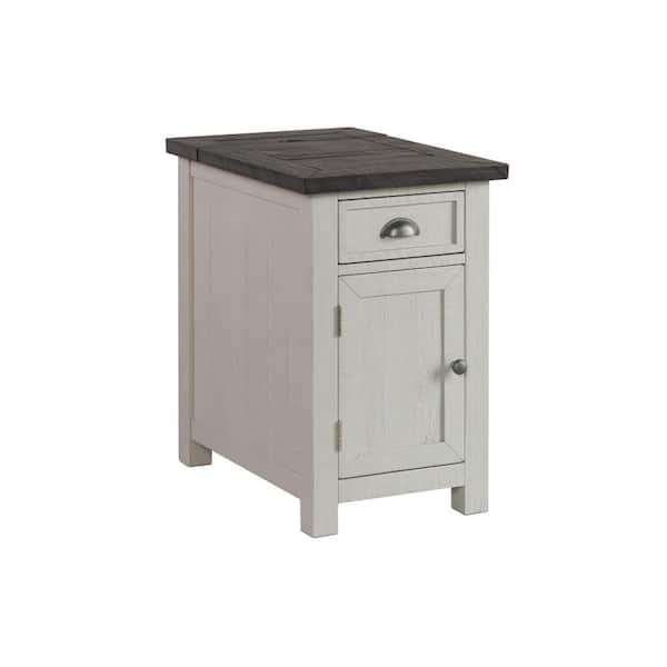 Benjara 35 in. White and Gray Rectangle Wood End/Side Table with Wooden Frame