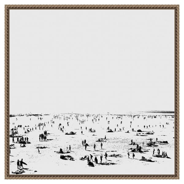 Amanti Art "Beach BnW II" by Dan Hobday 1-Piece Floater Frame Giclee Coastal Canvas Art Print 22 in. x 22 in.