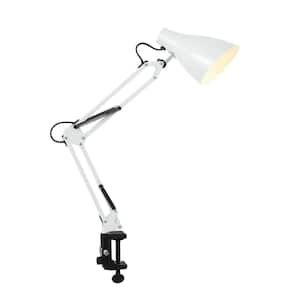 Odile 28.5 in. White Classic Industrial Adjustable Articulated Clamp-On LED Task Lamp