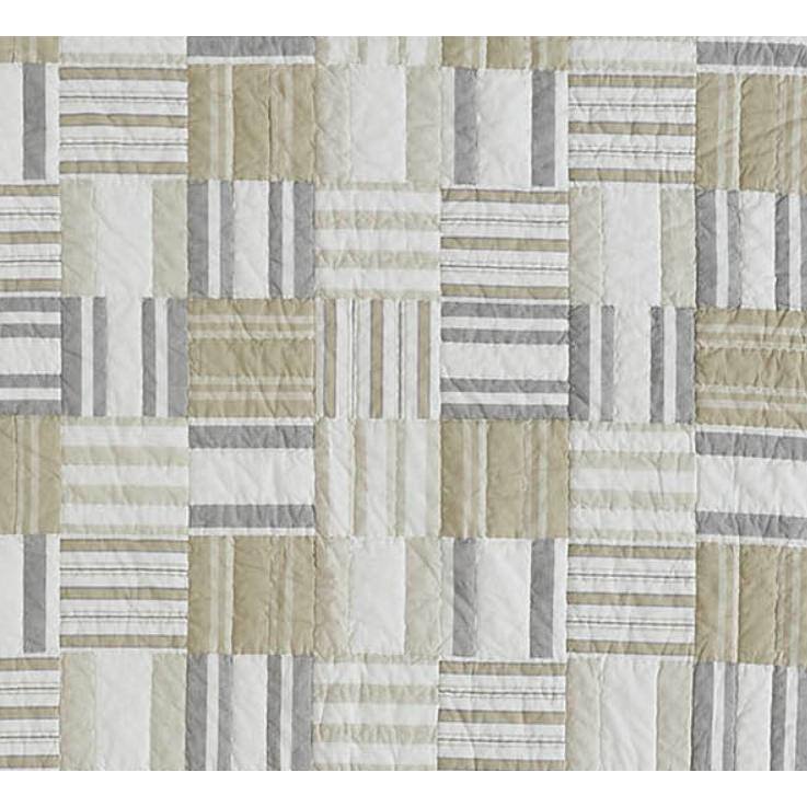 King Size White Cotton Reversible Patchwork Quilt