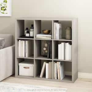 Cubicle 43.7 in. Tall Light Gray Wood 9-Shelf Open Back Bookcase