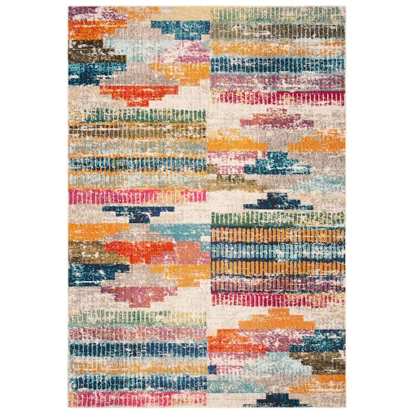 SAFAVIEH Madison Ivory/Multi 5 ft. x 8 ft. Abstract Area Rug