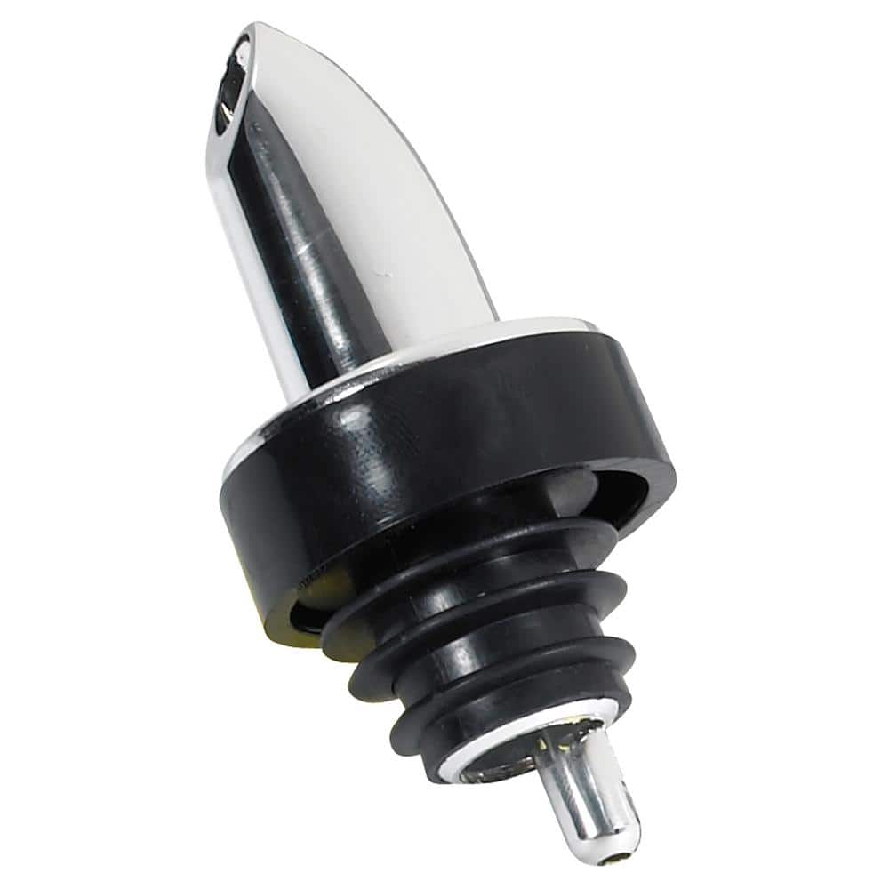Silver Stainless Steel Liquor Pourer with Black Collar