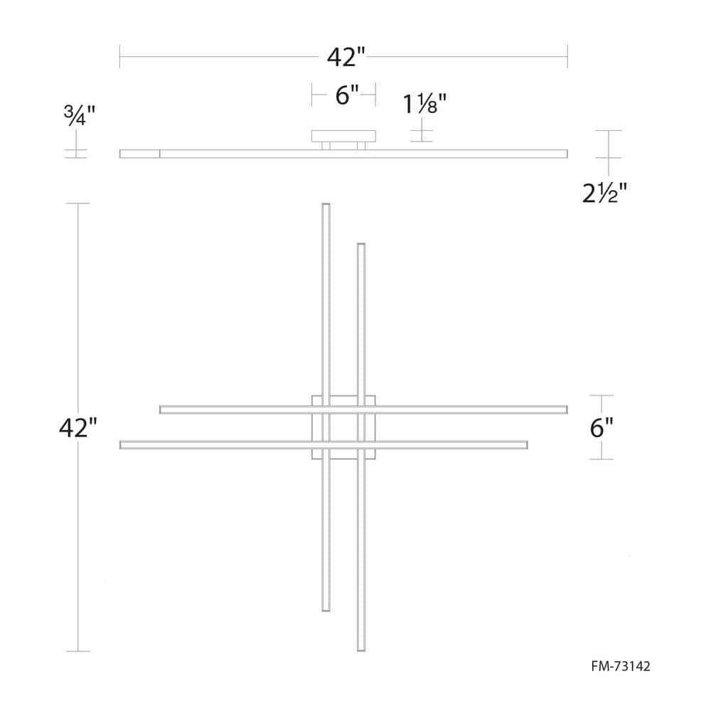 Parallax 42" Chrome LED Flush Mount with White Shade