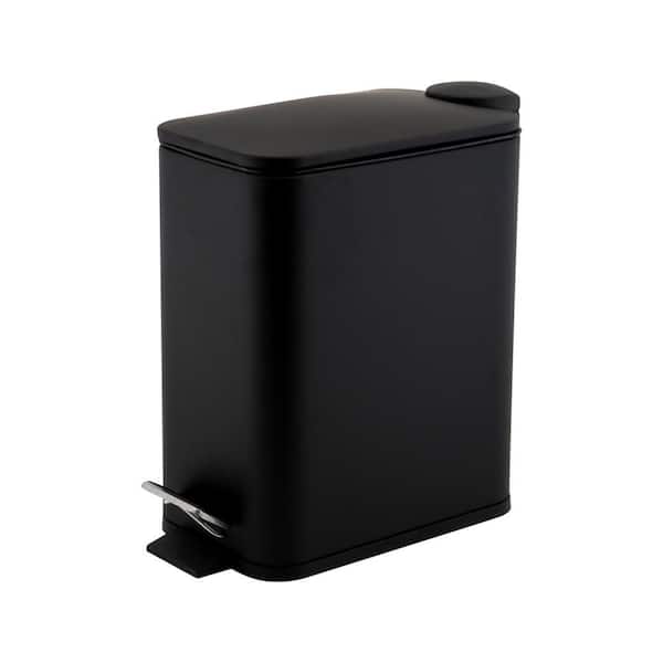 SIMPLIFY Slim Rectangular 5 Liter Pedal Trash Bin with Soft Close Lid in Black