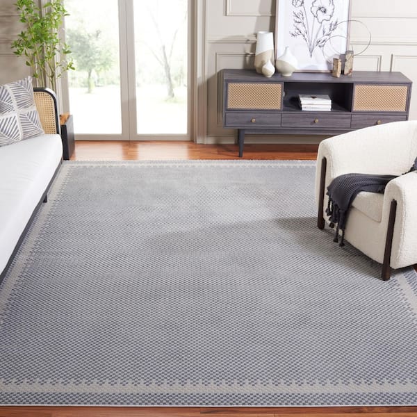 Continental 7 ft. x 9 ft. Gray/Beige Border Latticework Area Rug