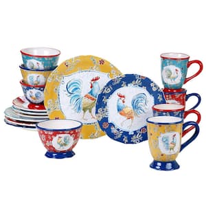 Morning Bloom 16-Piece Seasonal Multicolored Earthenware Dinnerware Set (Service for 4)