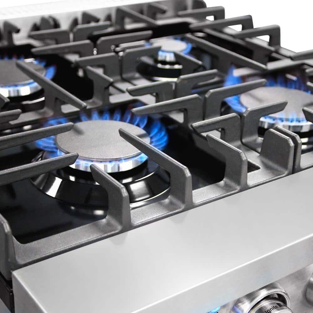 24-inch Stainless Steel Gas Range with Convection Oven and Cast Iron Grates