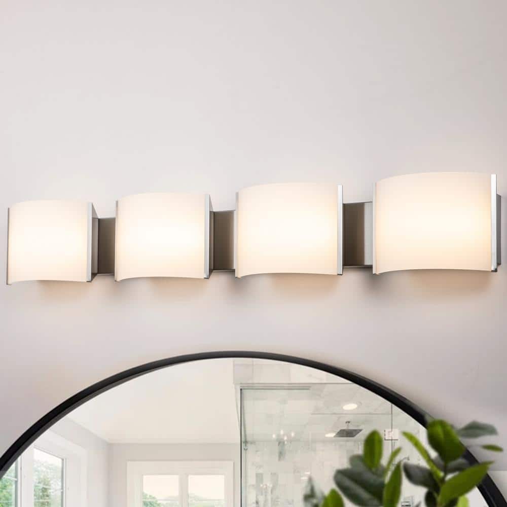 Laplusbelle 38.5 in. 4Light Satin Nickel Stainless Steel LED Vanity