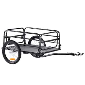 Bike Cargo Trailer 160 lbs. Carbon Steel 3.89 cu. ft. Metal Garden Cart with 16 in. Wheels for 22-28 in. Bike Wheel