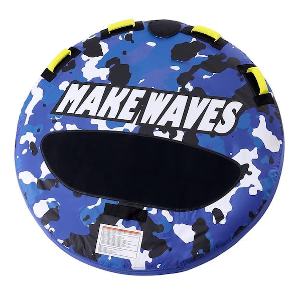 SVOPES 340 lbs. Boat Towable, 1-2 Riders Inflatable Tube for Water Sports Round 51.8 in. Nylon Cover, EVA Handles