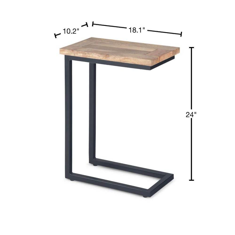 Skyler 18" Industrial Mango Wood & Metal C Side Table in Natural