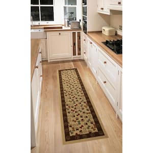 Pet Collection Bones & Paws Design Beige 2 ' Width x 7' Your Choice Length Slip Resistant Rubber Stair Runner Rug