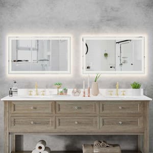 40 in. W x 24 in. H Rectangular Frameless LED Anti Fog Dimmable Front Back Light Wall Bathroom Vanity Mirror in White