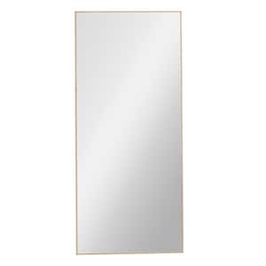 31.4 in. W x 71 in. H Rectangular Solid Wood Frame Full Body Brown Mirror