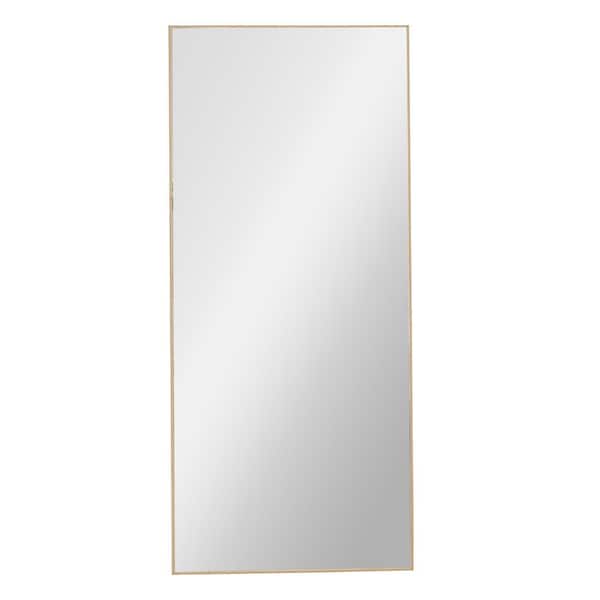 Unbranded 31.4 in. W x 71 in. H Rectangular Solid Wood Frame Full Body Brown Mirror