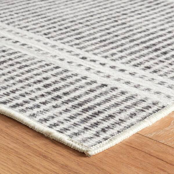 Malta Machine Washable Grey 10 ft. x 14 ft. Indoor Area Rug