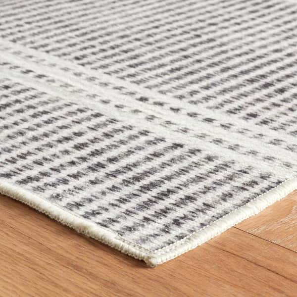 Malta Machine Washable Grey 9 ft. x 12 ft. Indoor Area Rug