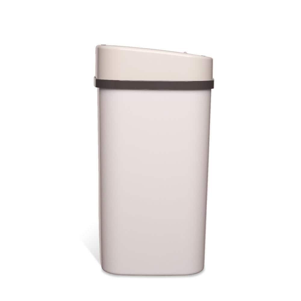 White Plastic Touchless Motion Sensor Trash Can, 3.2 Gallon