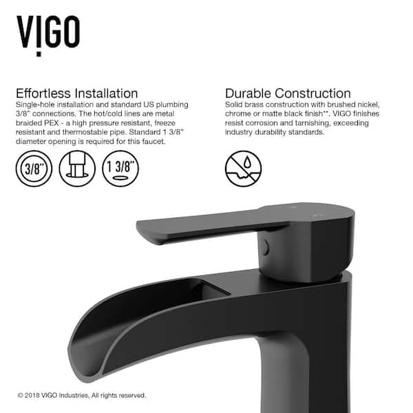 VIGO top Black Paloma Single Hole Single-Handle Bathroom Faucet