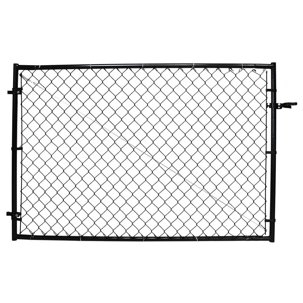 Black Adjustable Chain Link Walk-Thru Gate Kit with Steel Frame