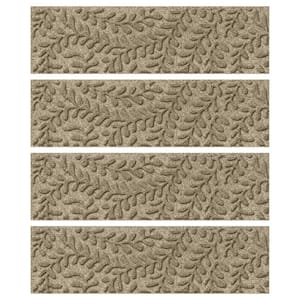 Waterhog Boxwood 8.5 in. x 30 in. PET Polyester Indoor Outdoor Stair Tread Cover (Set of 4) Camel