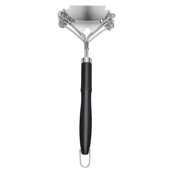 17 in. Grill Brush & Scraper, Bristle-Free BBQ Cleaning Tool for Porcelain, Charcoal, Grates,Stainless Steel Wire Design