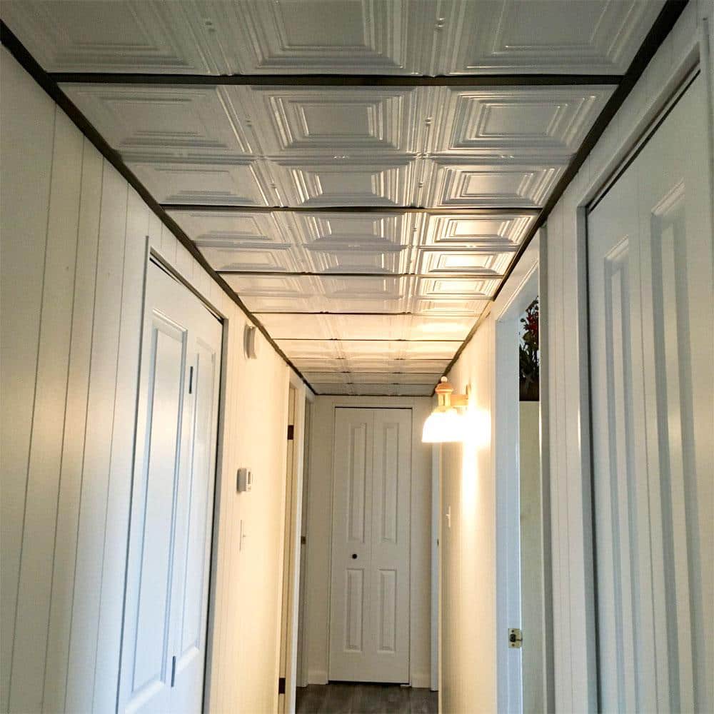 Eggshell White Powder Coated Tin Ceiling Tiles, 24" x 24"