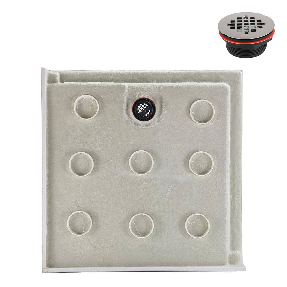 Glossy Black 36'' x 36'' Corner Acrylic Shower Base with Right Drain