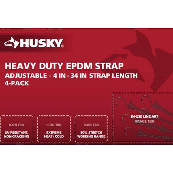 4 in-3 4 in Adjustable Heavy Duty EPDM Tarp Strap, 4 Pack